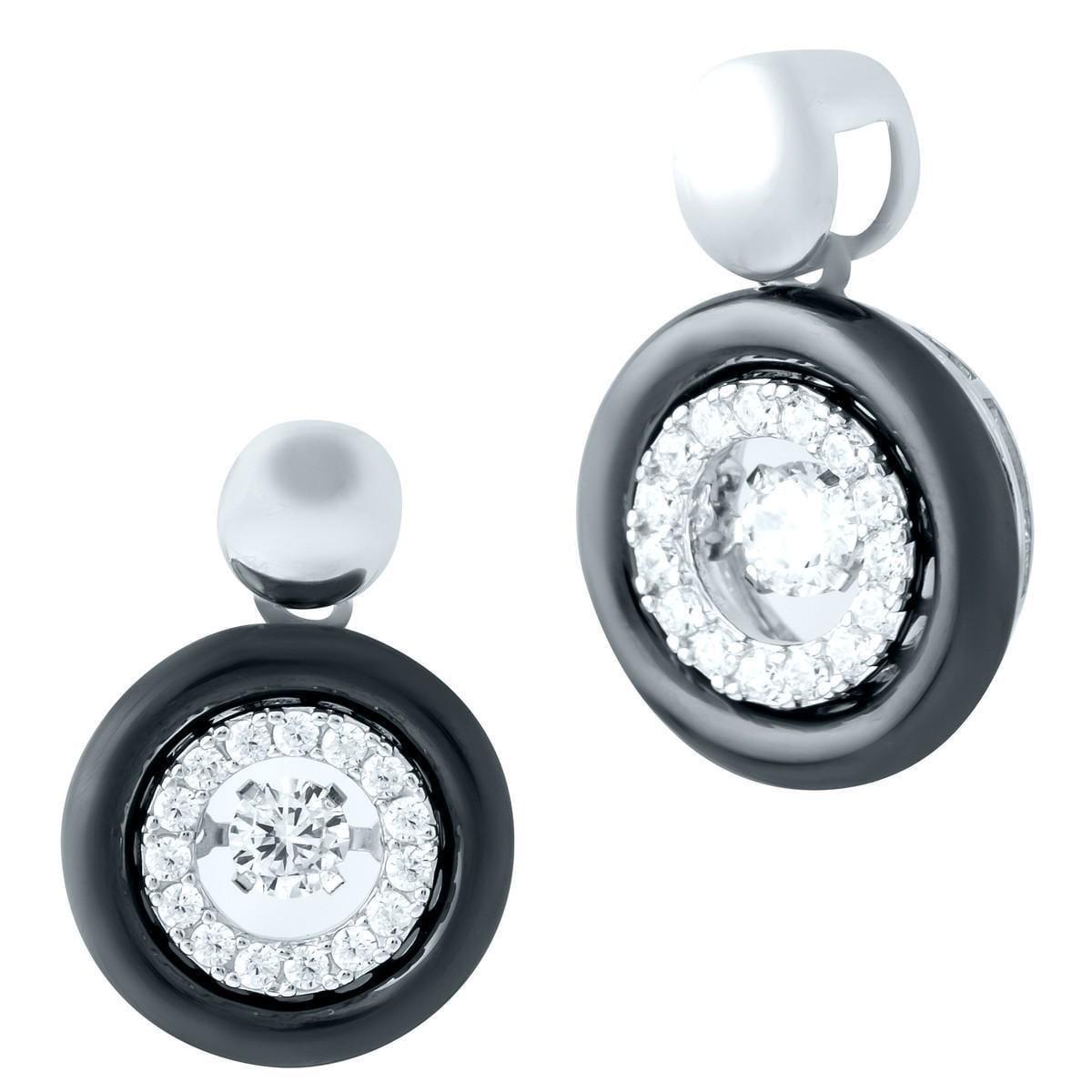 Серьги серебряные с керамикой и фианитами