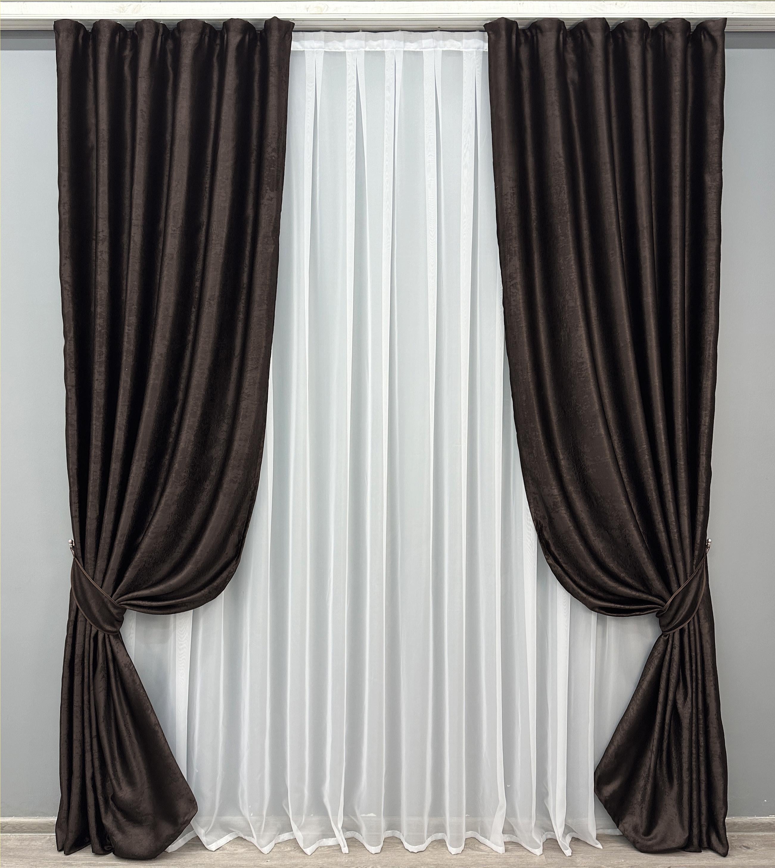 Комплект готових штор VR-Textil Софт №1743ш 150х275 см 2 шт. Венге (33-0809)