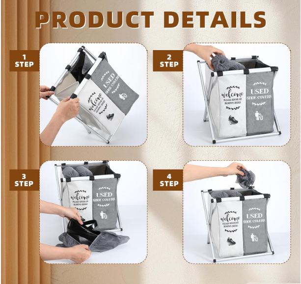 Кошик для брудної білизни складаний з 2 відсіками Чорно-білий - фото 3 Кошик для брудної білизни складаний з 2 відсіками Чорно-білий - фото 3