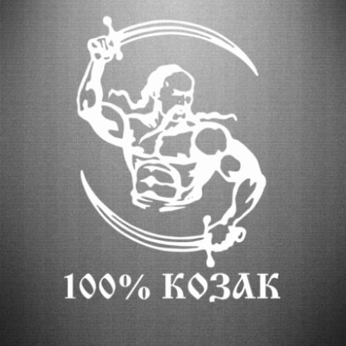 Наклейка "100% козак" 22,6x30 см Белый (21563687)