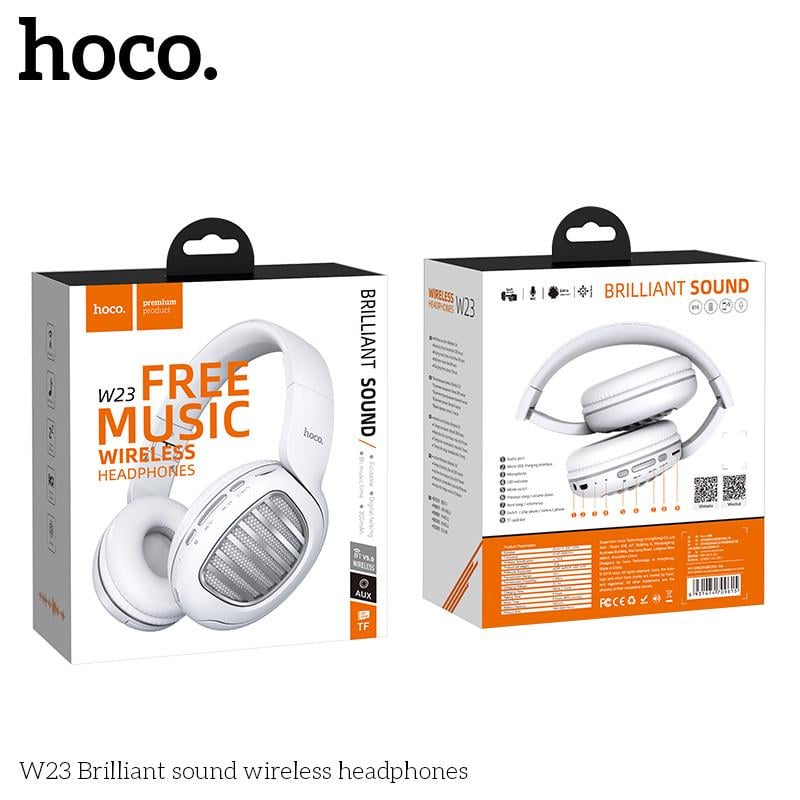 Навушники бездротові Hoco Bluetooth накладні з мікрофоном радіо та картою пам'яті Білий (W23) - фото 4