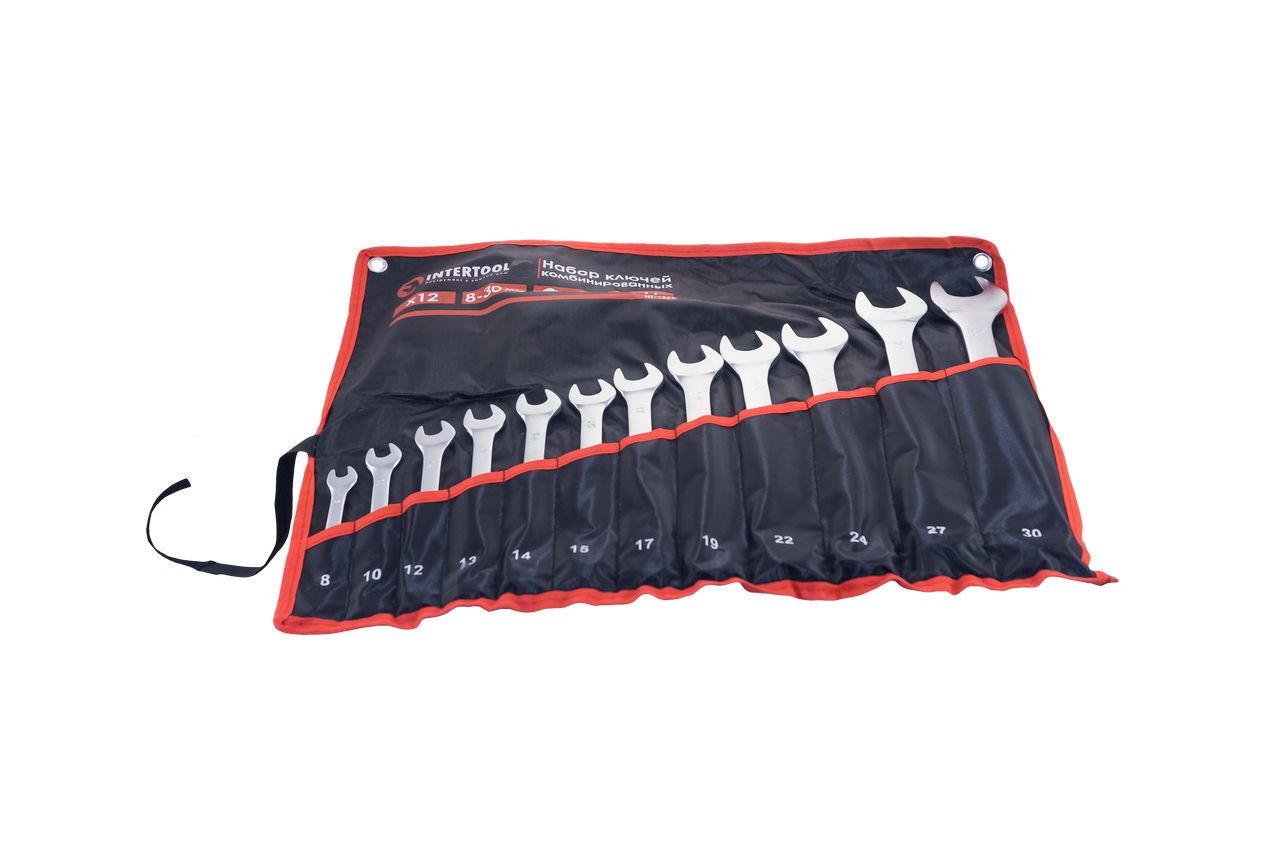 Набір рожково-накидних ключів Intertool 8-30 мм в чохлі 12 шт. (HT-1251)