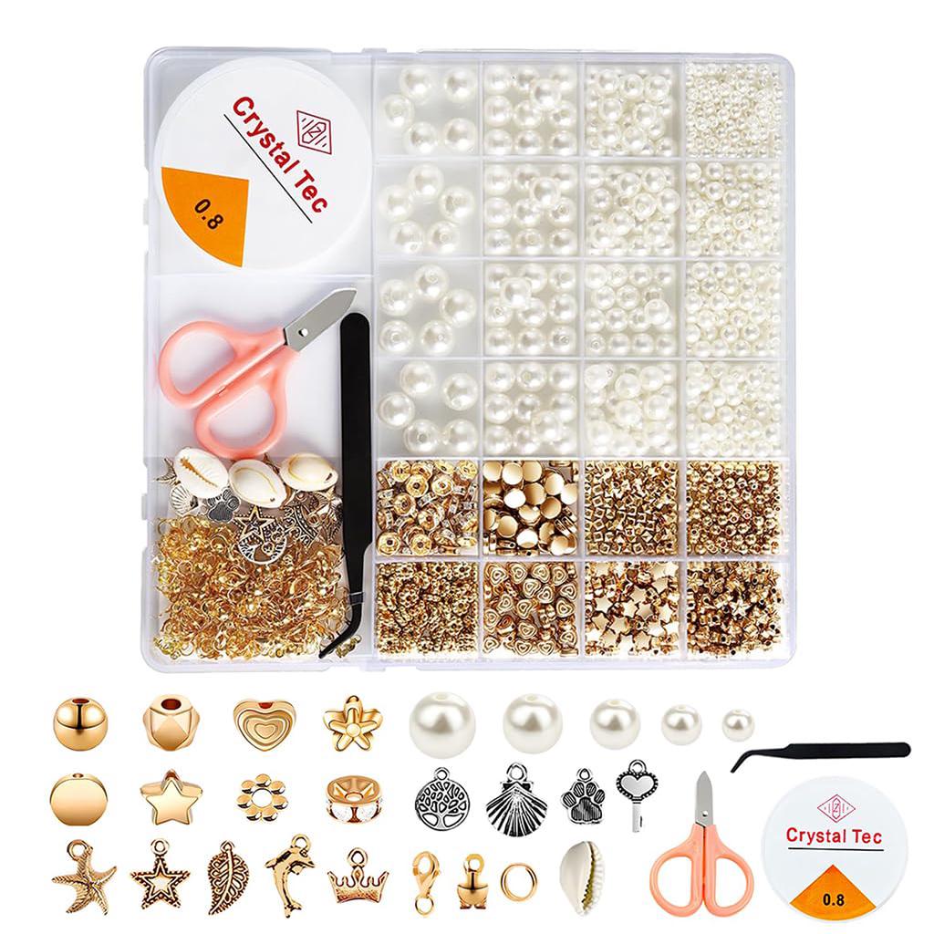 Набор перламутровых бусин детский для создания украшений 5-12 лет 1200 деталей (DIY1200) - фото 2