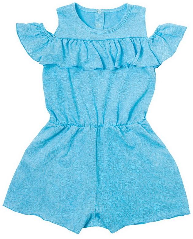 Комбинезон для девочки Gabbi летний ажурный с рюшей и воланами 98 см Голубой (11560)