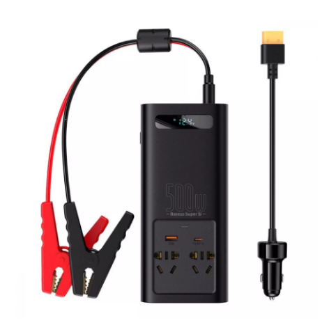 Перетворювач автомобільний Baseus Super Si Inverter 500 W 220 V CN/EU Black (386710001)