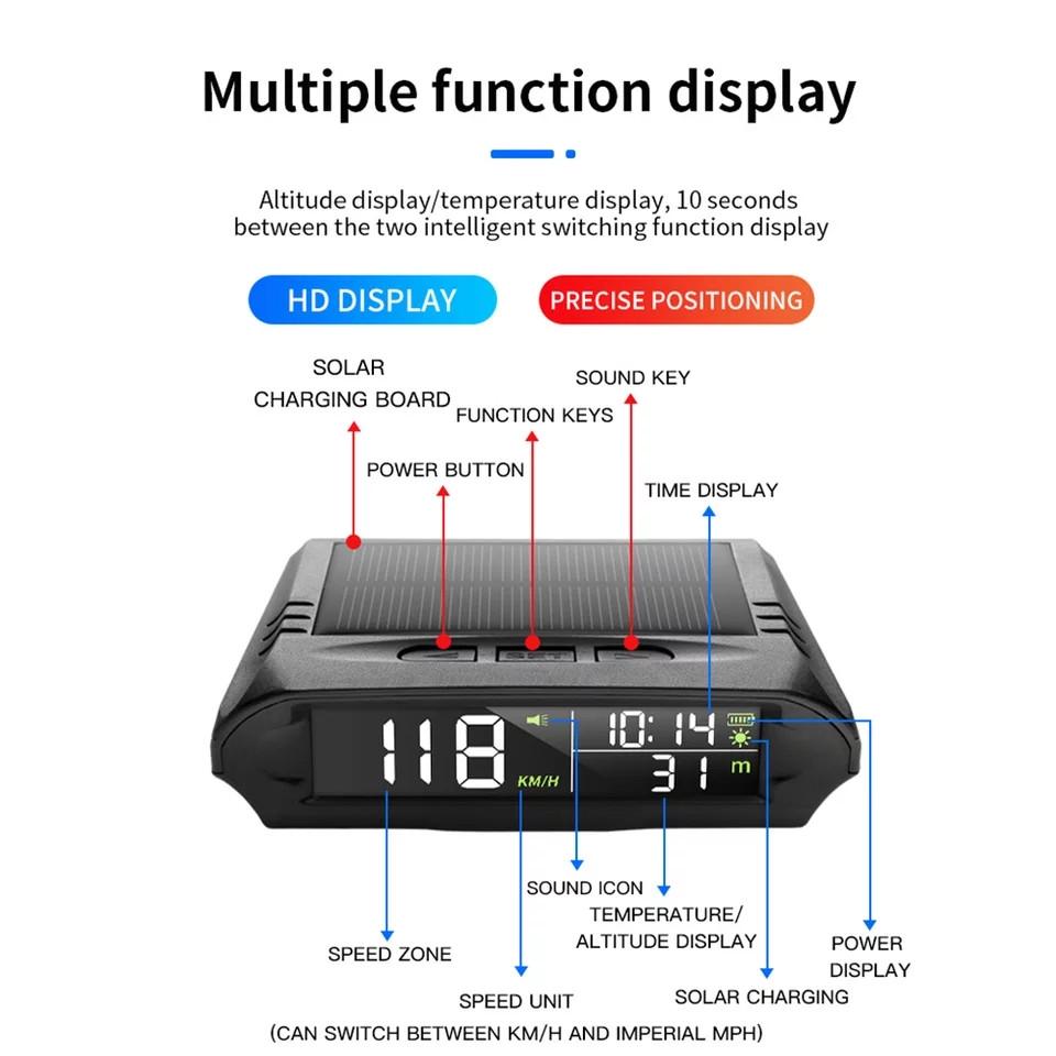 Універсальний бездротовий HUD Head Up Display GPS Speedometer (спідометр годинник термометр та ін.) - фото 6