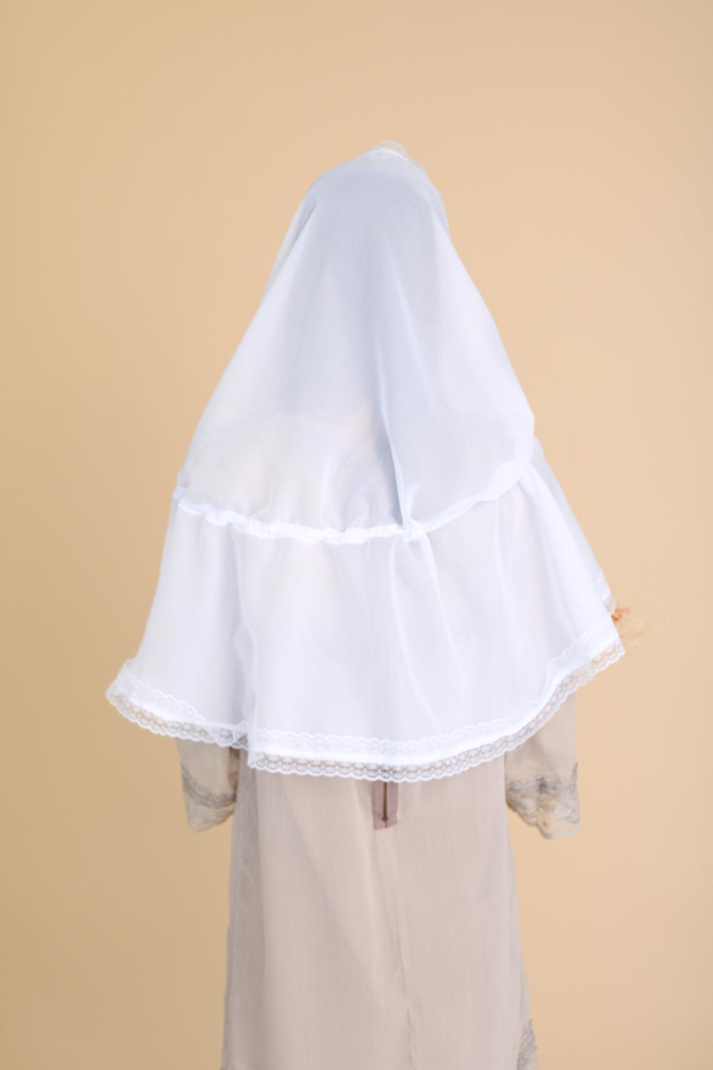 Палантин для храму на голову Білий (п023) - фото 4 Палантин для храму на голову Білий (п023) - фото 4