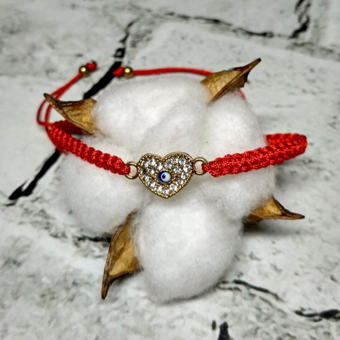 Браслет с красной нитью Сердце (2-4-8-18-7)