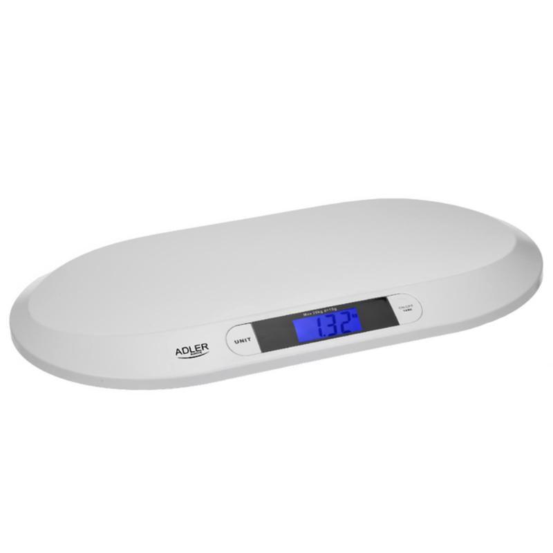 Весы детские электронные Adler AD 8139 настольные до 20 кг с дисплеем тарированием и автоотключением Белый