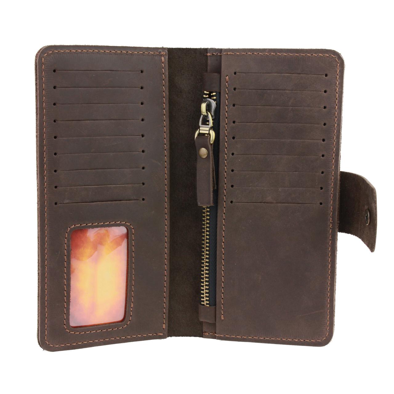 Гаманець FREESKIN шкіряний 19х9,5х1 см Темно-коричневий - фото 2 Гаманець FREESKIN шкіряний 19х9,5х1 см Темно-коричневий - фото 2