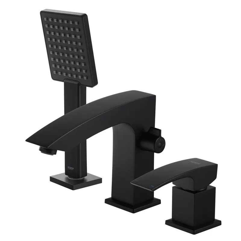 Змішувач на борт ванни KOER KB-43007-05 на 3 отвори Black (KR3453)