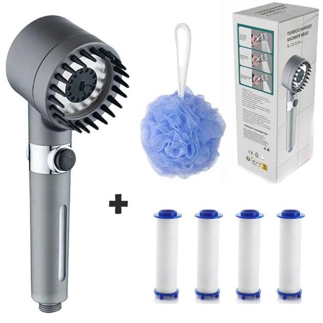 Лійка для душу масажна з фільтром 4 шт. та мочалкою (29094942) - фото 9