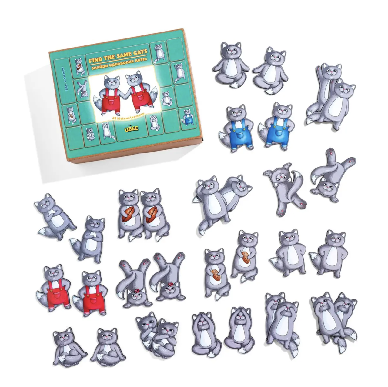 Игра для детей развивающая UBumblebees Найди одинаковых котиков