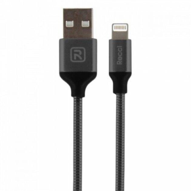 Кабель Recci RCL-W100 Gravel USB Lightning 1 м Сірий (6955482585535) - фото 1