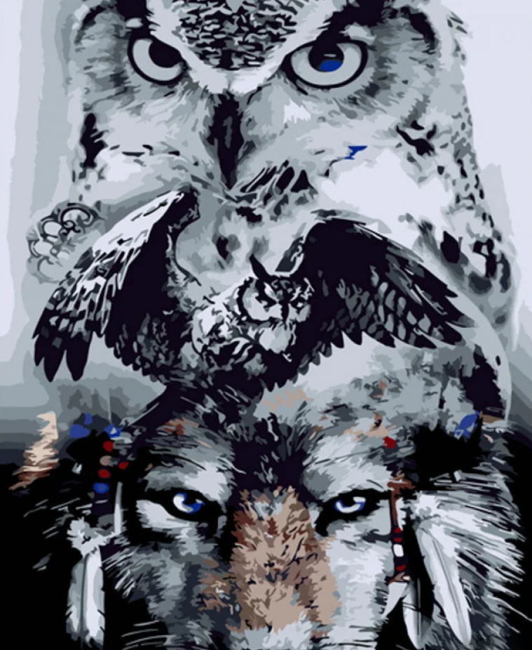 Картина по номерам Strateg Волк и совы 40x50 см (GS930)