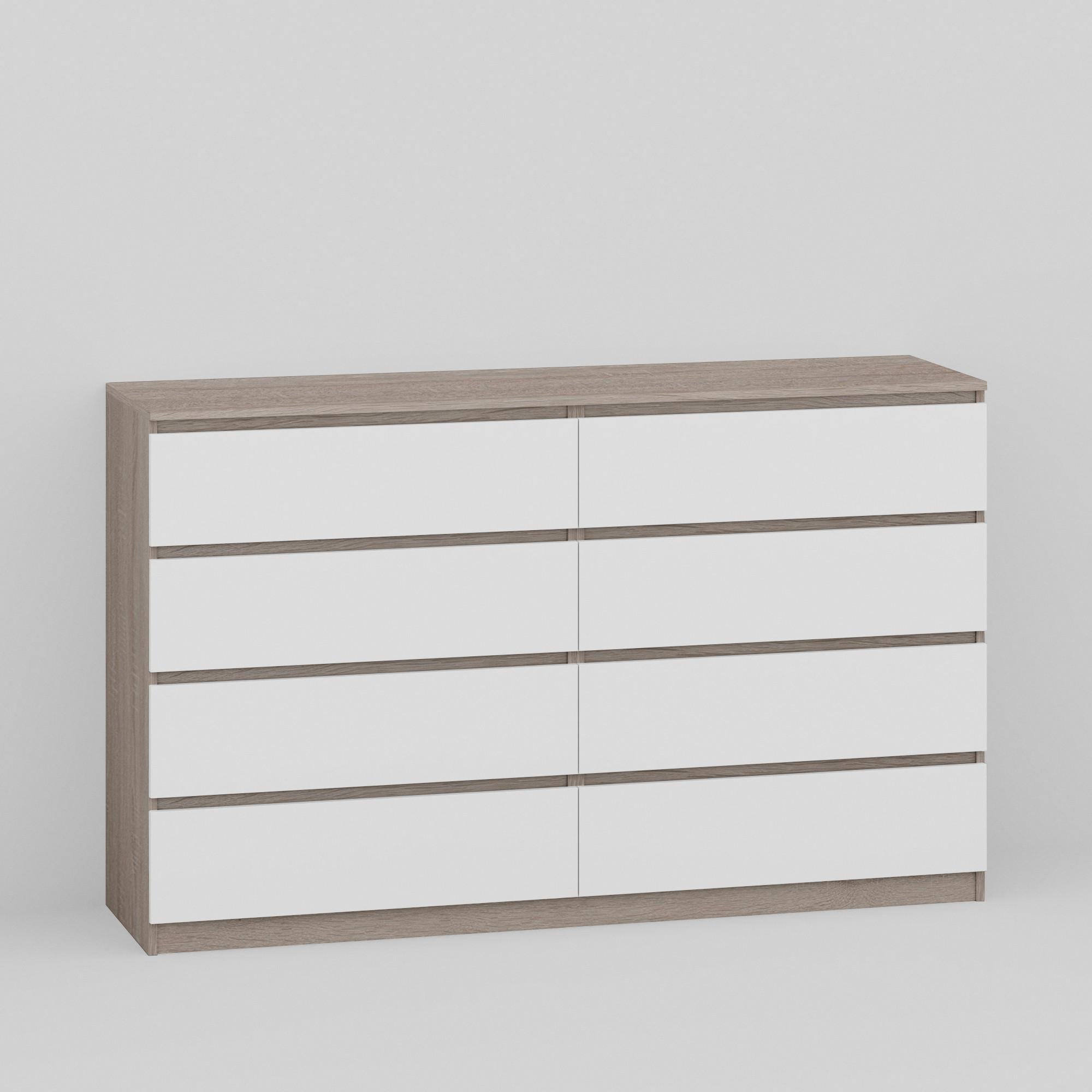 Комод на 8 ящиков без ручек Line KF8 1400x450x1035 мм Дуб Сонома Трюфель/Белый - фото 2