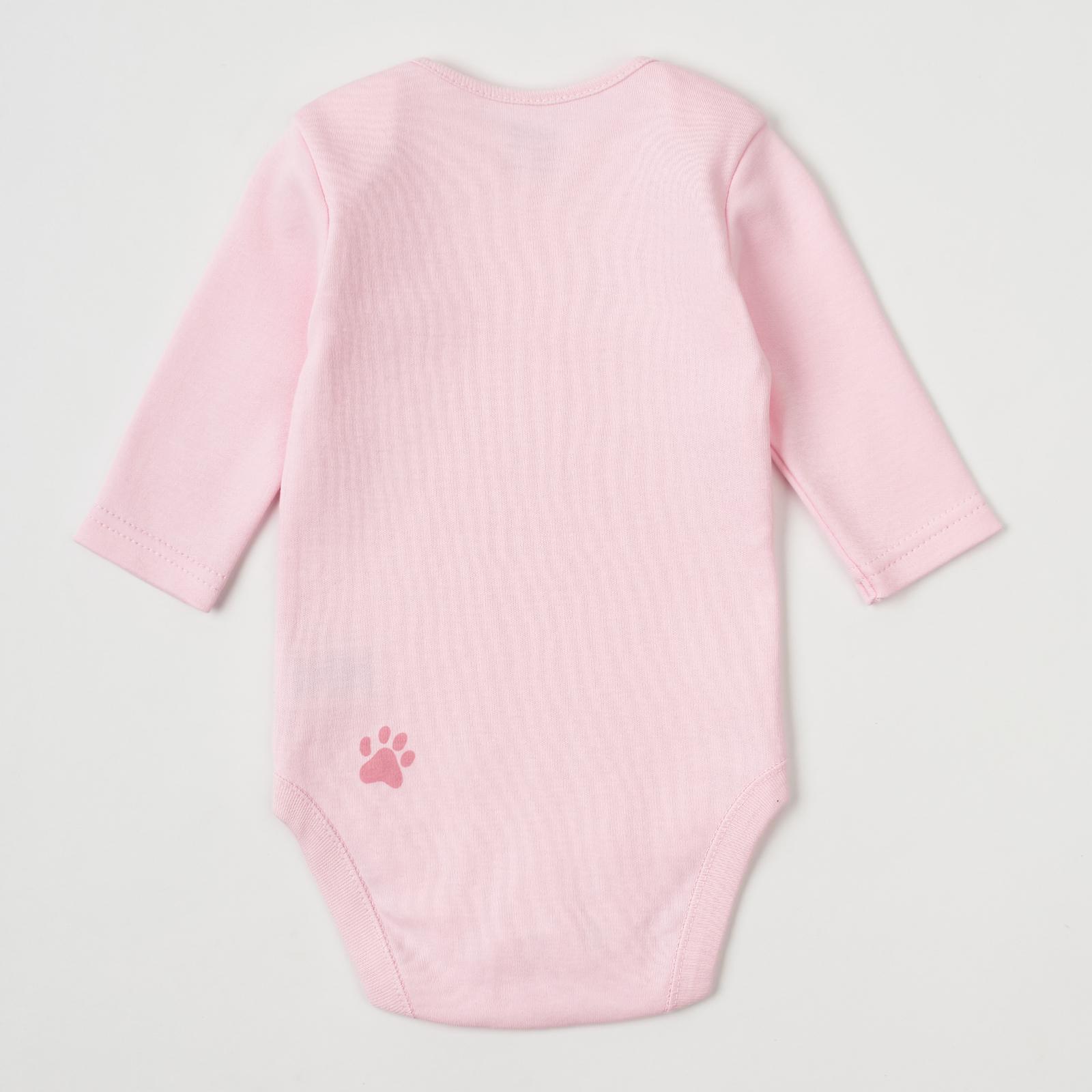 Боди с длинным рукавом Лапка 68-74 см Розовый - фото 3