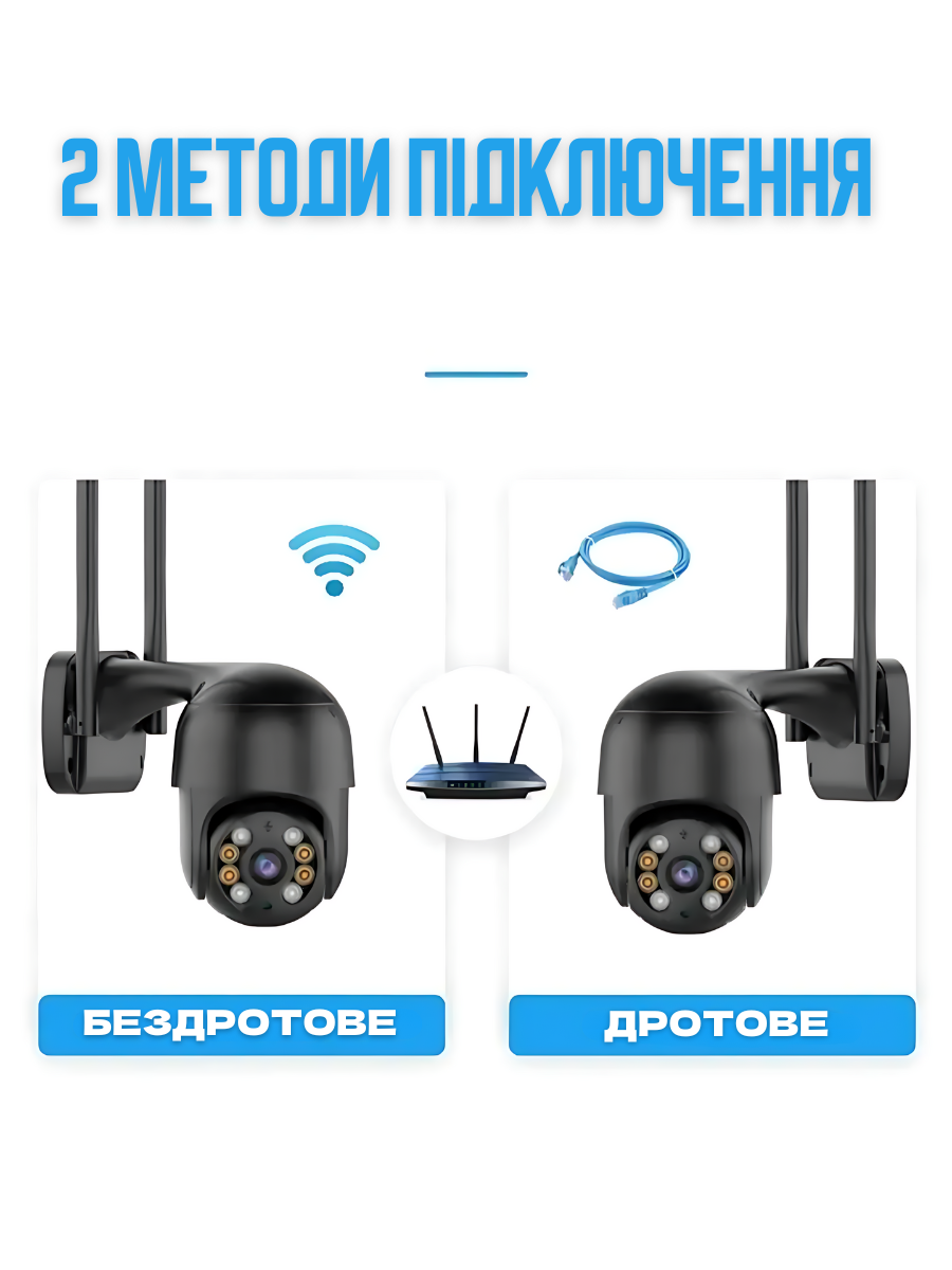 Камера уличная поворотная 4MP Wi-Fi IP водонепроницаемая с ночным видением ICSee Черный (3058609997) - фото 4