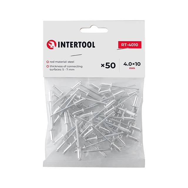 Заклепка алюмінієва Intertool 4х10 мм 50 шт (RT-4010) Заклепка алюмінієва Intertool 4х10 мм 50 шт (RT-4010)