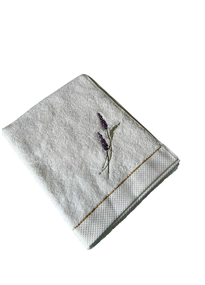Рушник махровий Lavendier з вишивкою для ванної 50х80 см Білий (TC303375829)