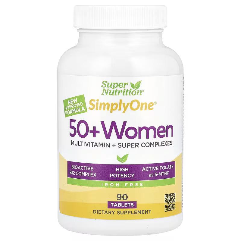 Мультивитамины для женщин 50+ Super Nutrition 50+ Women Multivitamin + Super Complexes Iron Free 90 таб.