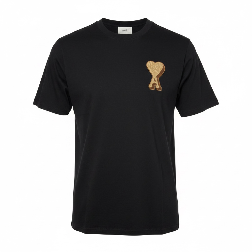 Футболка мужская в стиле AMI Paris Ami De Coeur Patch Big A Heart T-Shirt L Черный (AP12004.2L)