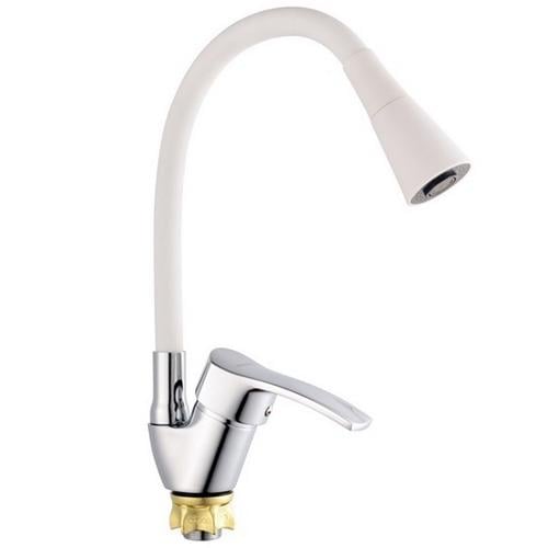 Смеситель для кухни Champion Yub 011-279 MI6426 с гибким изливом Белый (237548)