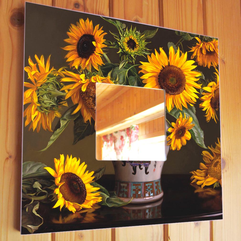 Зеркало декоративное Подсолнухи 260х260 мм (M00702)