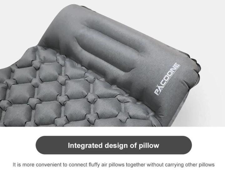 Килимок надувний PACOONE з подушкою та вбудованим насосом Сірий (lgj-wol-eqw) - фото 3