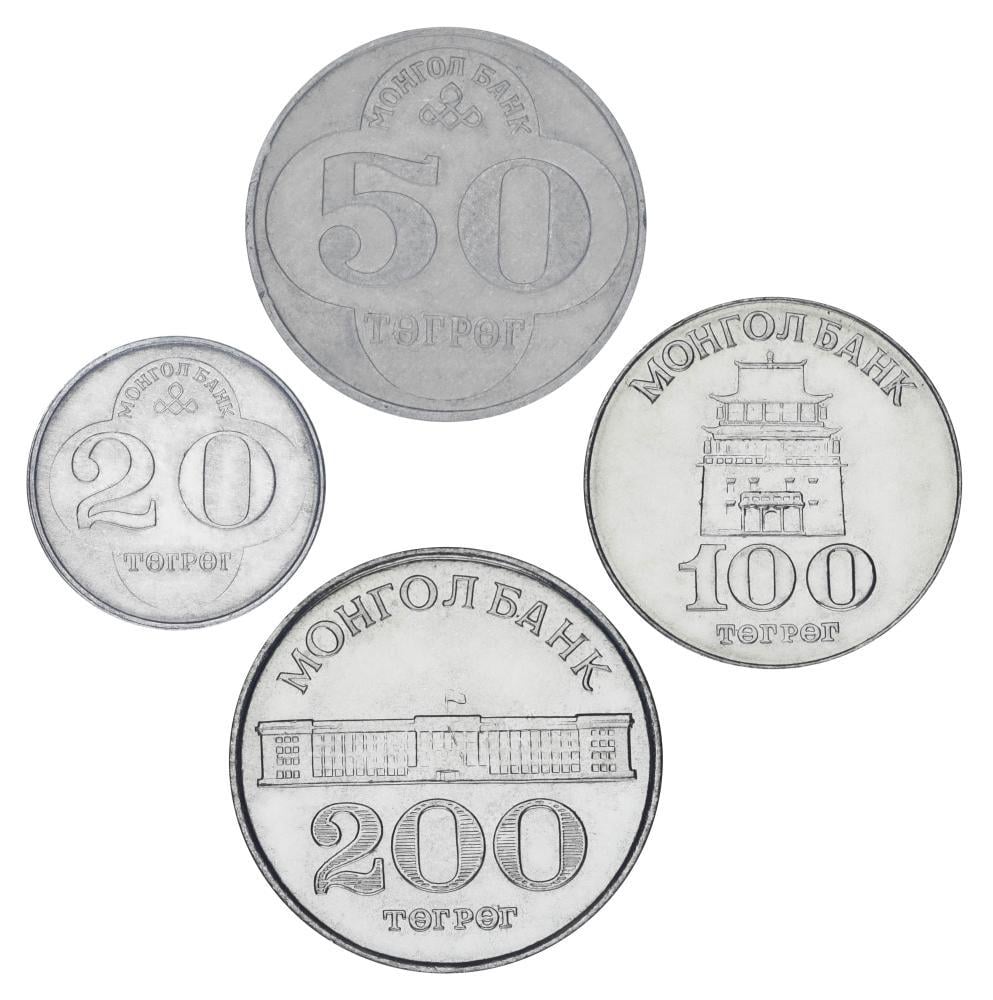 Набор коллекционных монет Монголия 1994-2001 VF-AU 20/50/100/200 тугриков 4 шт. (32157432)