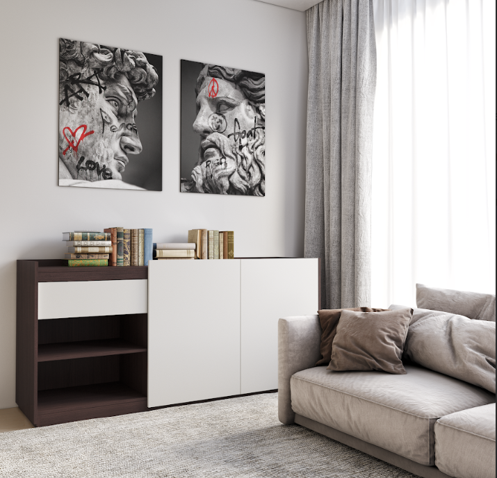 Комод без ручок Moreli RS-3 з дверцятами та полицями 1840х860х500 мм Венге темний/Білий (rs-3-wen-wh)