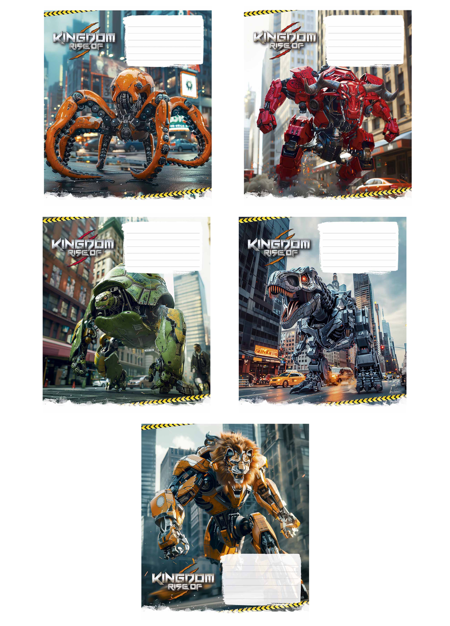 Тетради ученические Школьник Animals transformers в клетку 12 л. 5 шт. (3467 4820006470432)