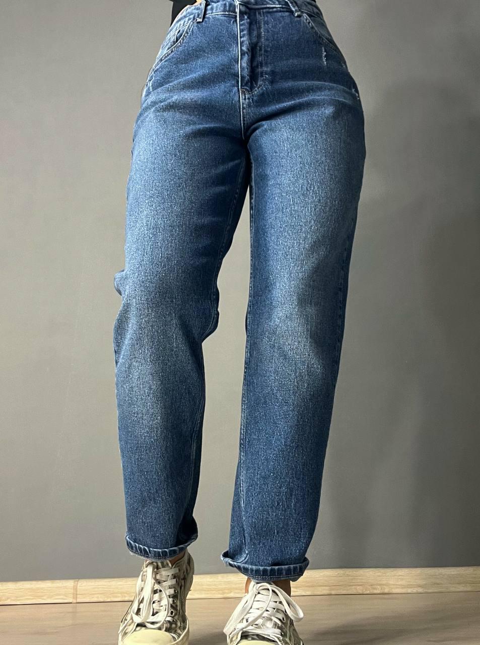 Джинсы женские DK-49 3564 MOM рваные на кармане стрейчевые комфорт р. 40 Синий (2507)