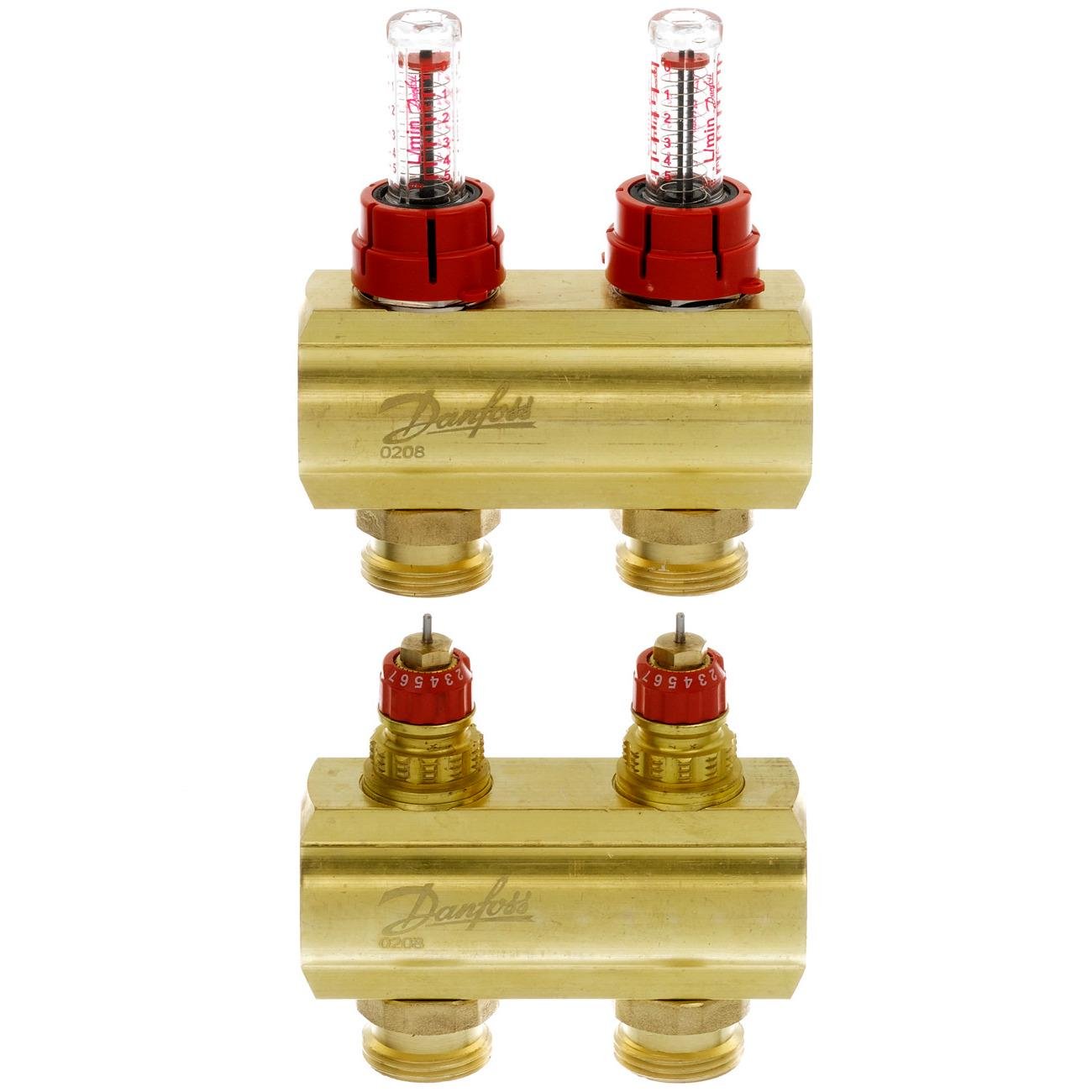 Колектор для теплої підлоги Danfoss 088U0522 2 контури з витратомірами 1"/3/4" (79864) - фото 3