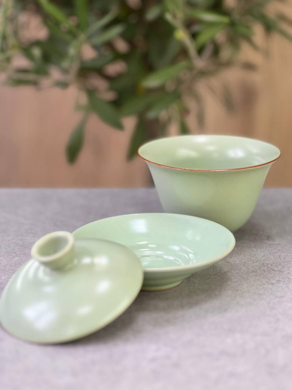 Гайвань фарфоровая для чайной церемонии 170 мл Зелено-голубой (OS-TC033-3) - фото 3