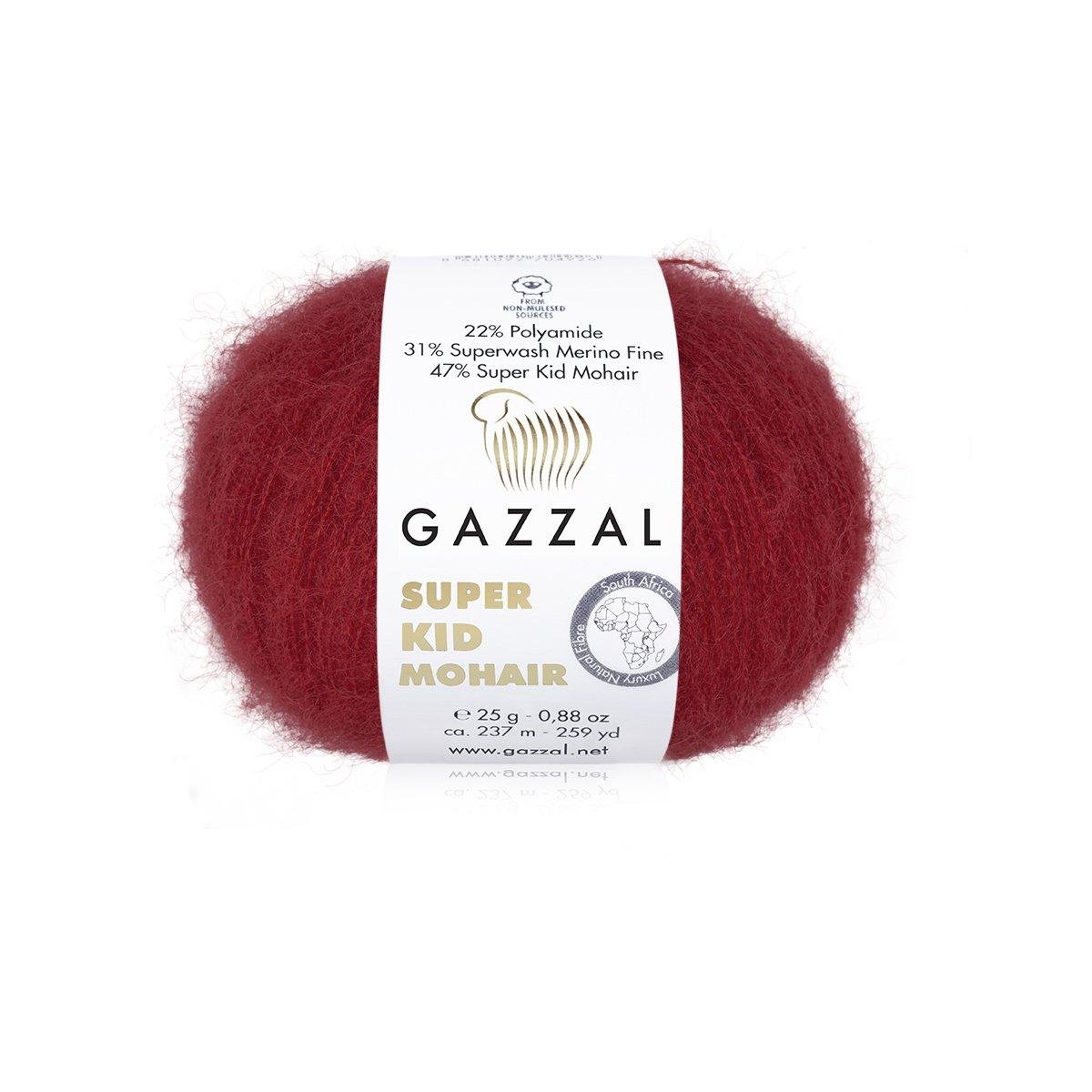 Пряжа Gazzal Super Kid Mohair 64416 червоний (3923)