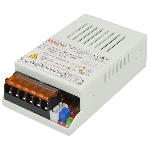 Блок питания Faraday Electronics 40Wt/12-36V/PL 11,8-37,5V 3,4-1,4А установка на DIN-рейку Белый (31330601)