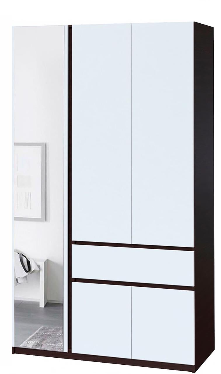 Шкаф для одежды без ручек с полками и ящиком из ЛДСП 1221х2000х520 мм Венге магия/Белый (20480) - фото 1 Шкаф для одежды без ручек с полками и ящиком из ЛДСП 1221х2000х520 мм Венге магия/Белый (20480) - фото 1