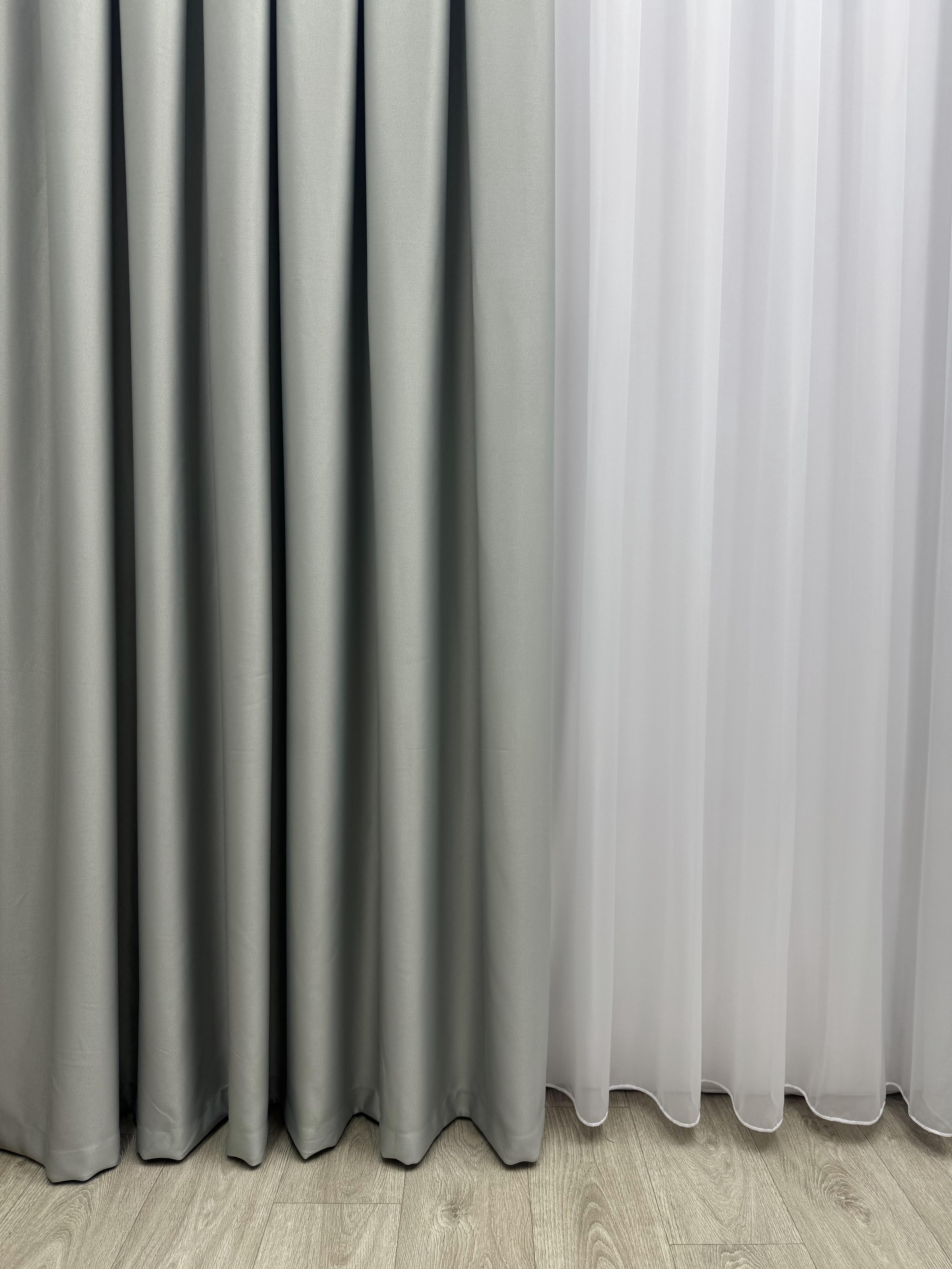 Штора блекаут на тасьмі 6 см 200х260 см Світло-сірий (11893113) - фото 8