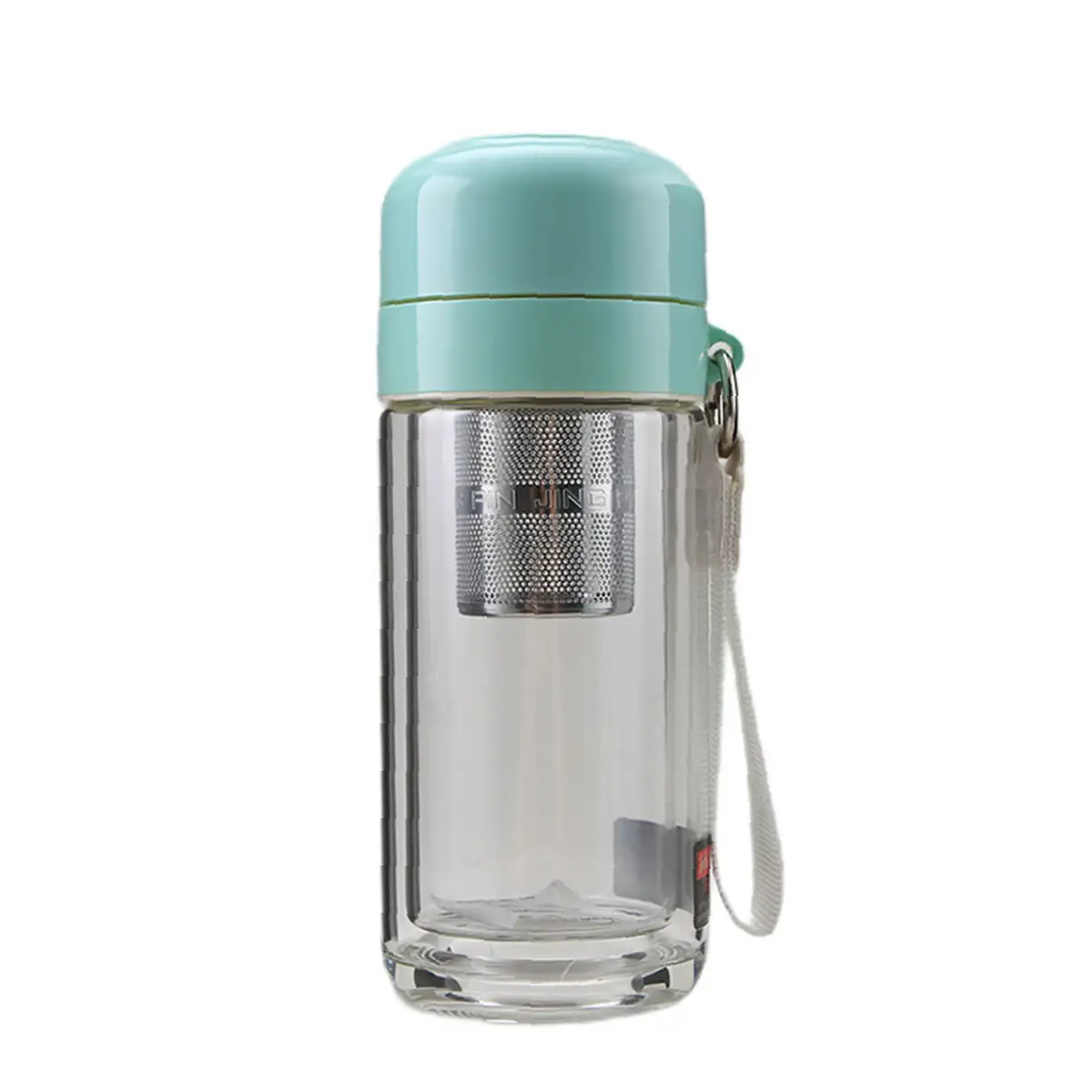 Термос стеклянный Yiwu HP-14-40GR Hexagram 240 мл с двойными стенками и бирюзовым заварником (118-107-HP-14-40GR)