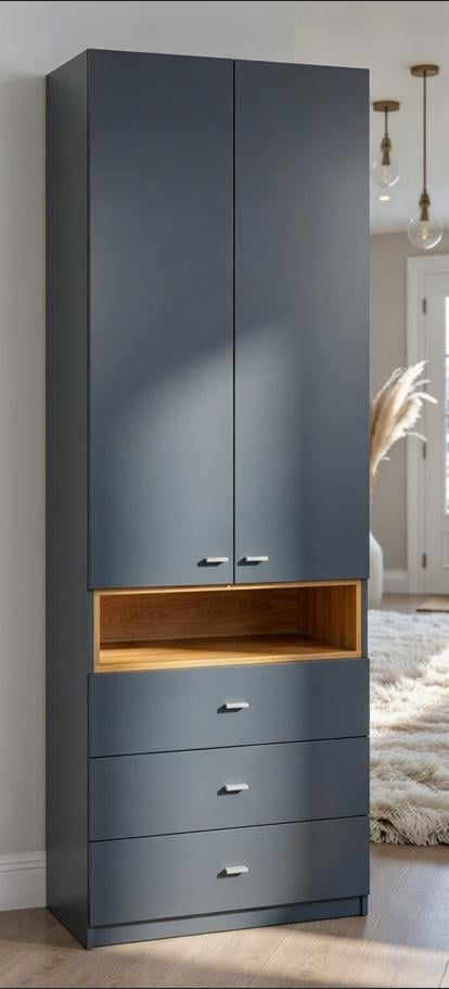 Шафа в передпокій Мастер Форм Тетріс 798х376х2000 мм Антрацитовий/Дуб крафт золотий (31218)