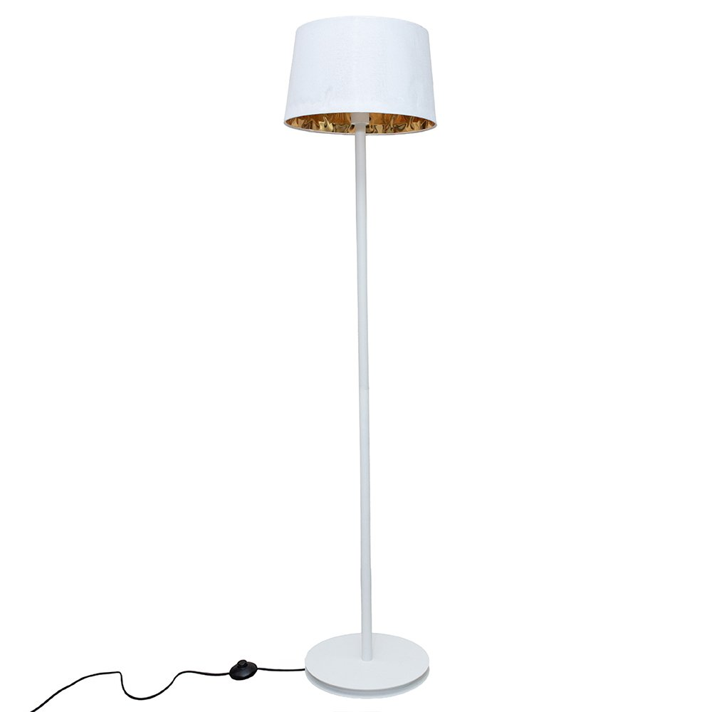 Торшер MSK ELECTRIC Palermo с белым основанием и белым плафоном из ткани под лампу Е27 (NL 3621 WH+WH)