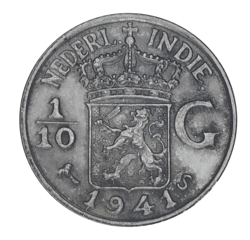 Коллекционная монета Нидерландская Индия 1/10 гульдена 1941 F-VF Ag 720 1,25 г (М22137)