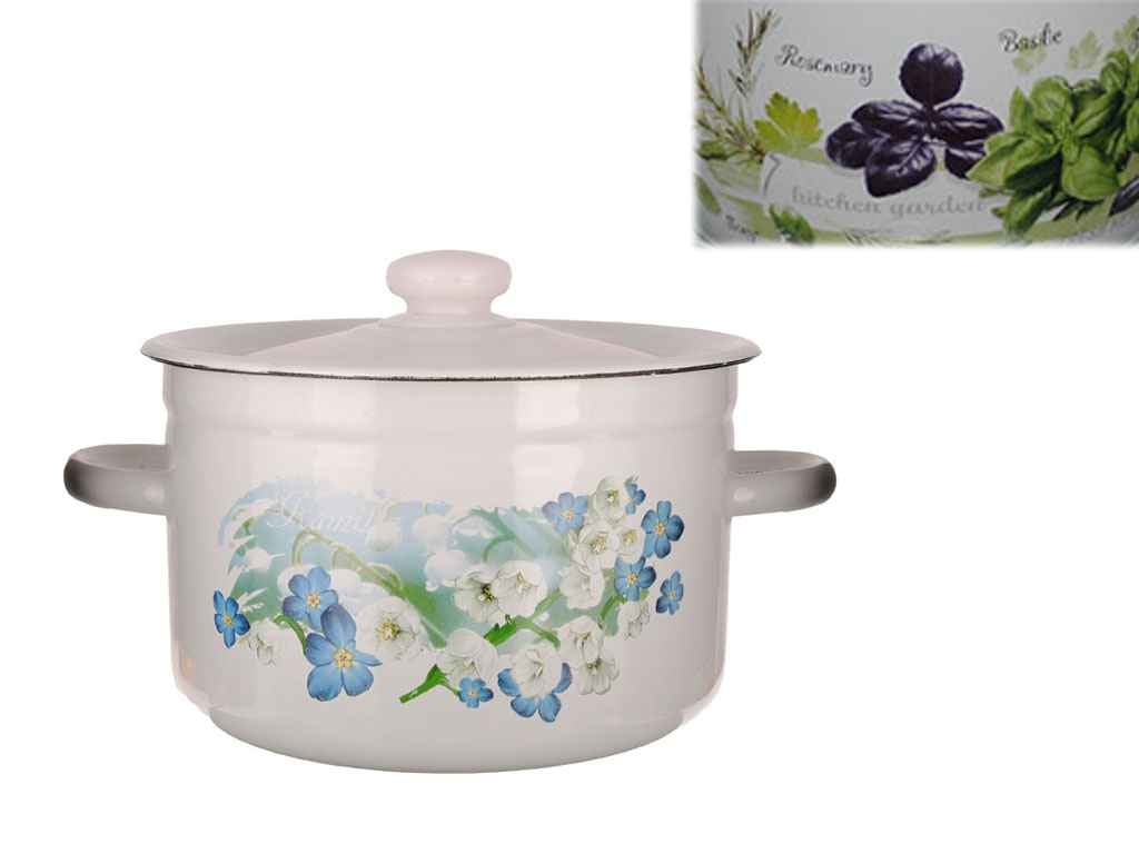 Кастрюля эмалированная цилиндрическа IDILIA Зелень фреш 5,5 л (I1617/2)