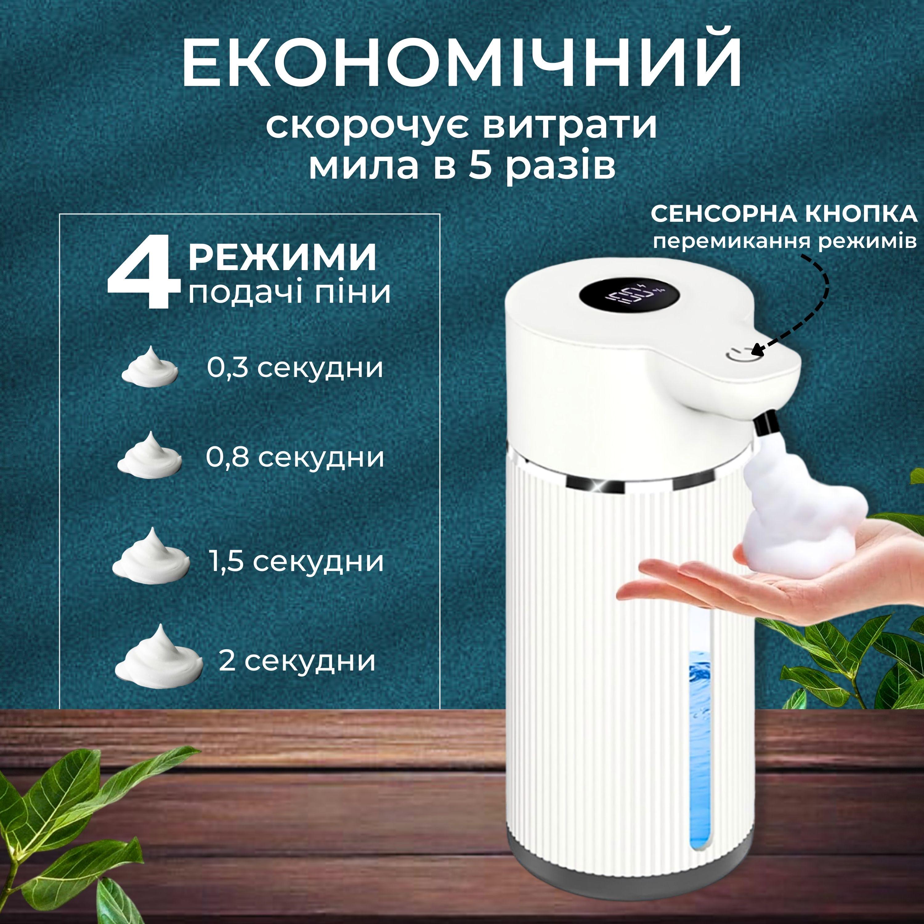 Дозатор для жидкого мыла с датчиком движения 420 мл USB Белый (23380756) - фото 4 Дозатор для жидкого мыла с датчиком движения 420 мл USB Белый (23380756) - фото 4