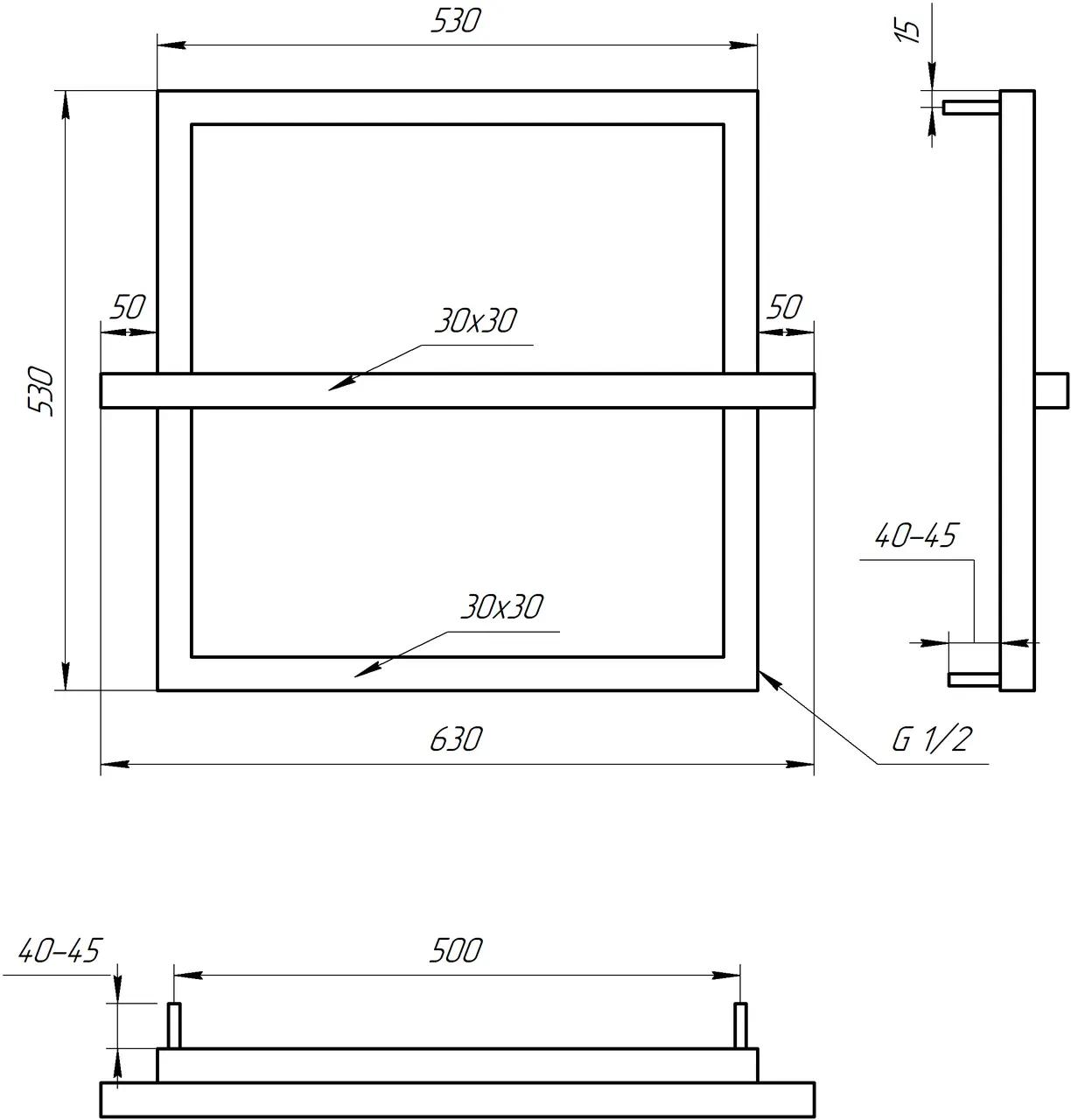 Полотенцесушитель S-Mix One 530х530 мм Черный (07b3acfa) - фото 2