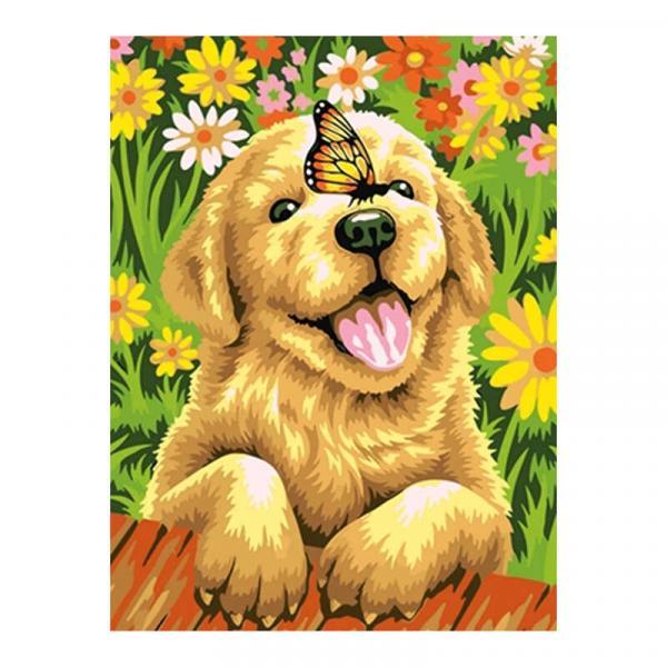 Алмазна мозаїка TK Group Щеня і метелик 40х30 см з рамкою в коробці (GB73002-mt)