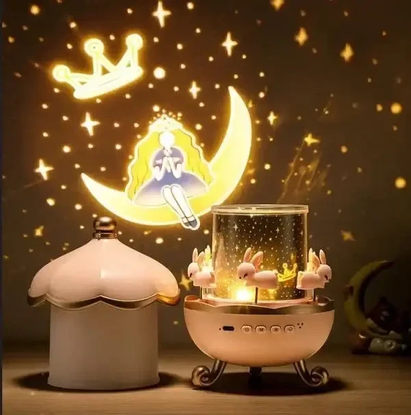 Ночник-проектор музыкальный Карусель кроликов Bluetooth и пультом (24984733) - фото 2 Ночник-проектор музыкальный Карусель кроликов Bluetooth и пультом (24984733) - фото 2