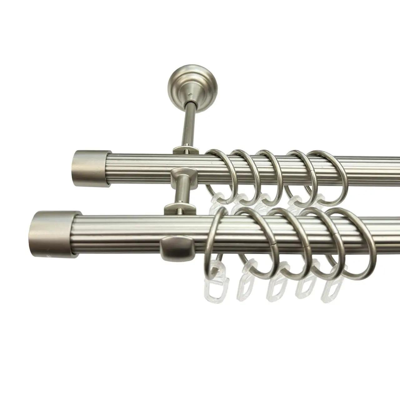 Карниз металлический Orvit Заглушка двухрядная рифленая труба 16/16 мм 180 см Сатин матовый (7423677732)