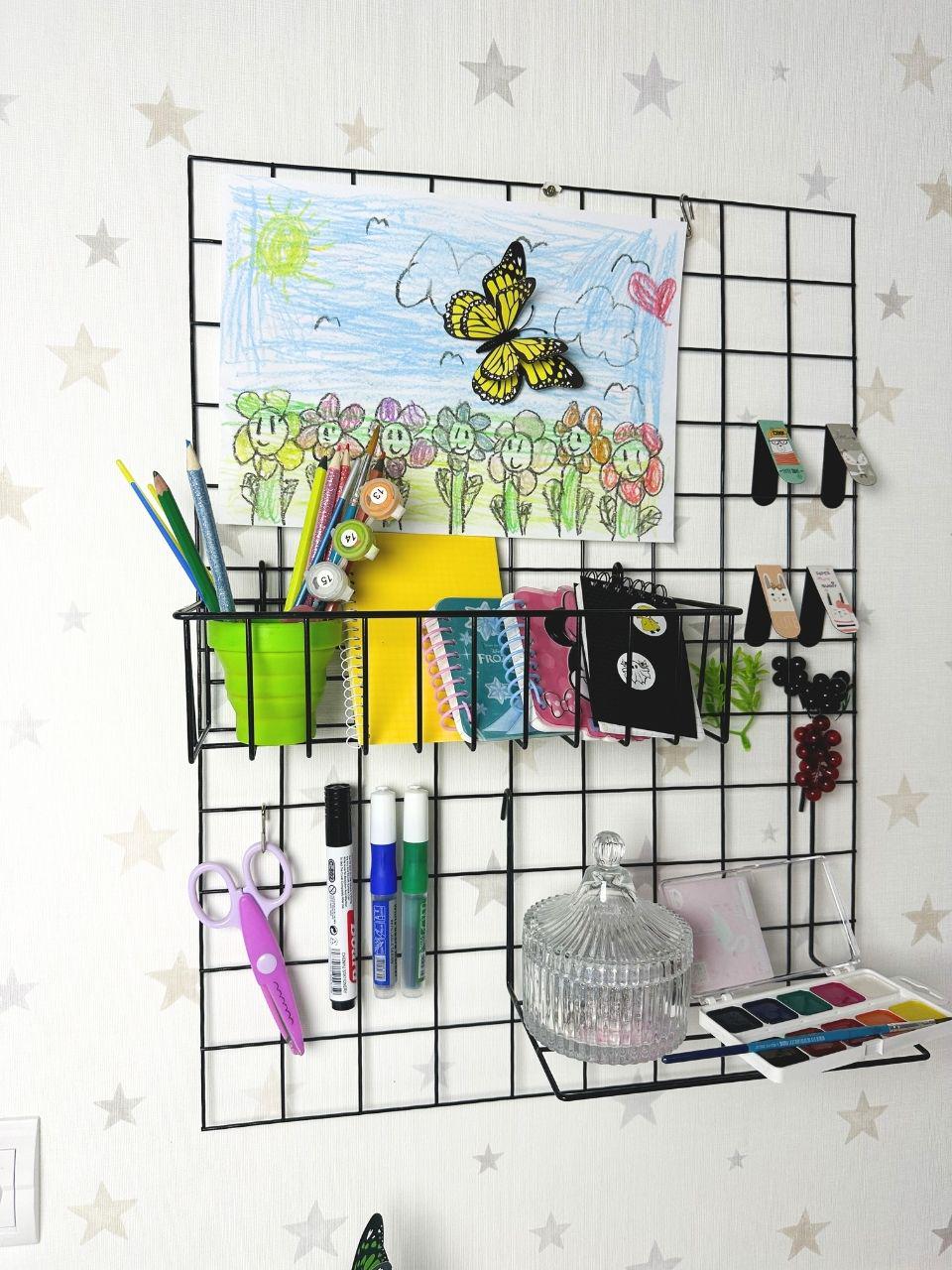 Органайзер настінний металевий для дитячої кімнати та творчості 45x60 см Чорний (88349м) - фото 5 Органайзер настінний металевий для дитячої кімнати та творчості 45x60 см Чорний (88349м) - фото 5